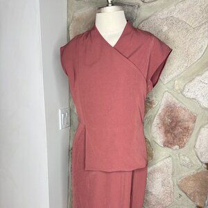 NWT M.M. LaFleur Womens Elecia Brick Red Stretch Twill Midi Dress Sz 10